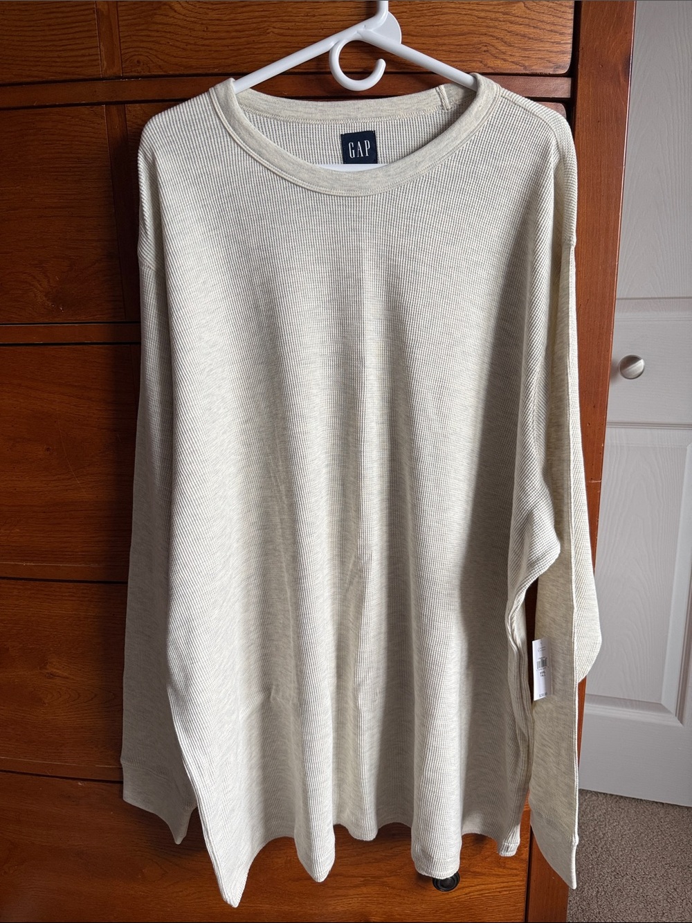 GAP Men’s Light Cream Waffle Knit Long Sleeve Shirt 3XL Tall New